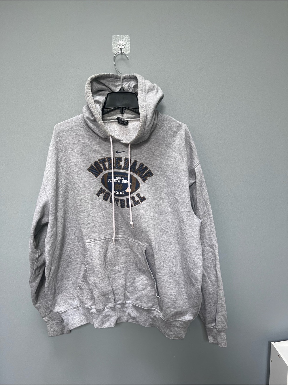 Gray Vintage Notre Dame Football Hoodie